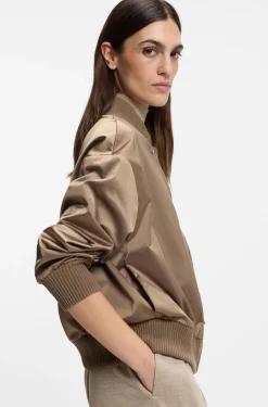 Bomberjacke aus Satin mit herausnehmbarer Weste aus Kunstfell