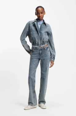 Bootcut-Jeans aus blauem Stretch-Denim