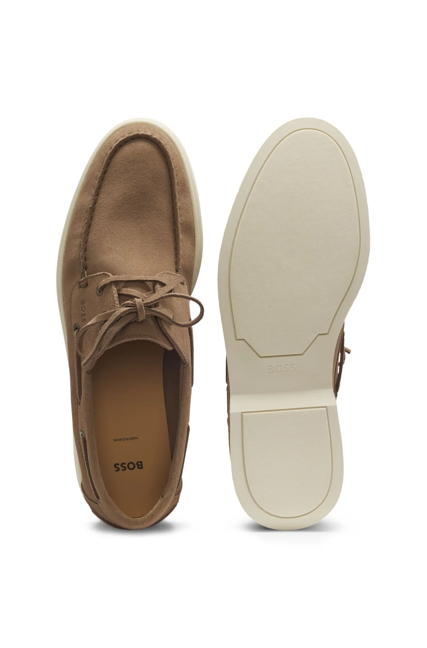 Bootschuhe aus Veloursleder mit Kontrastsohle