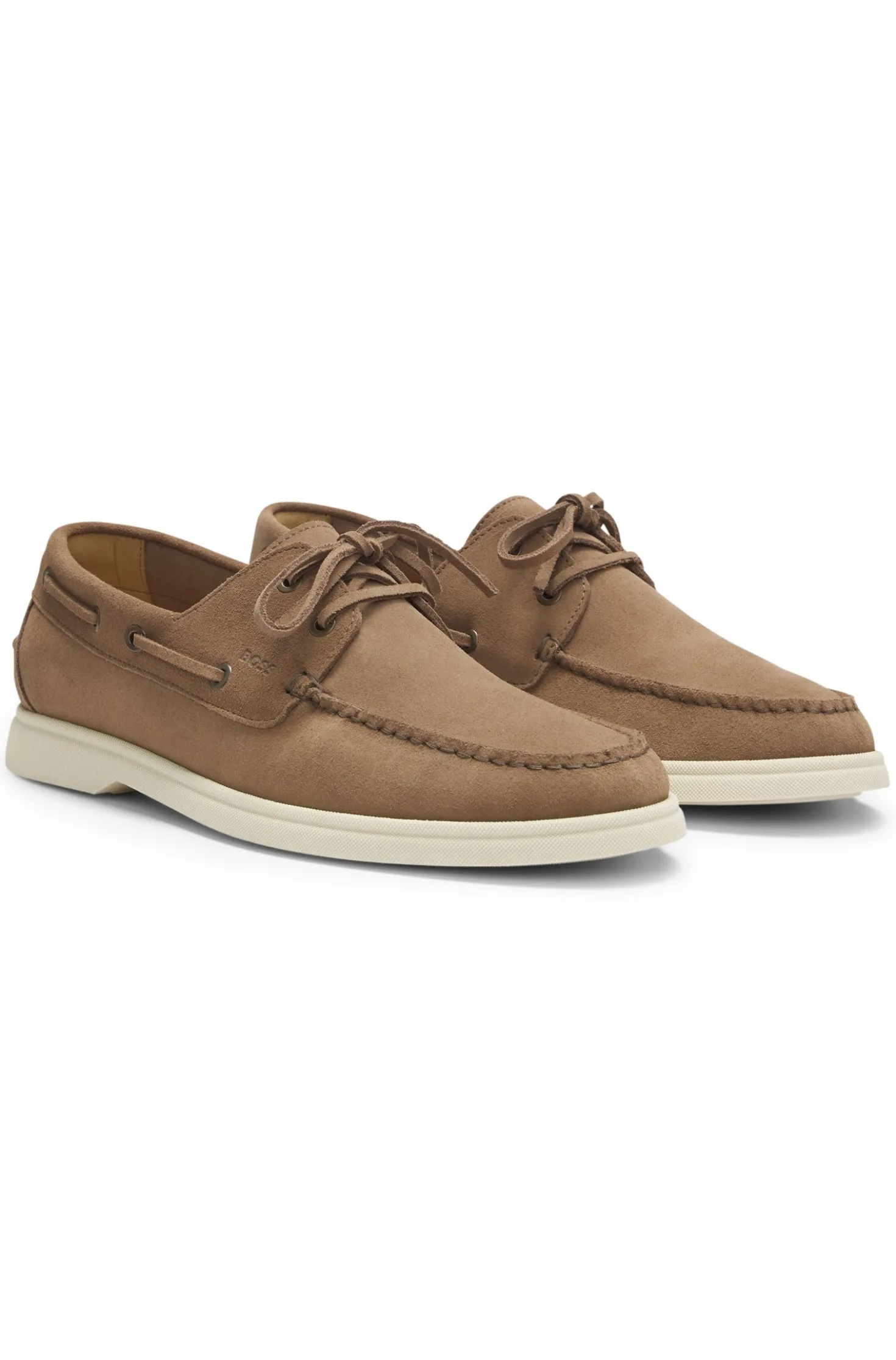 Bootschuhe aus Veloursleder mit Kontrastsohle
