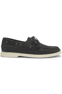 Bootschuhe aus Veloursleder mit Kontrastsohle