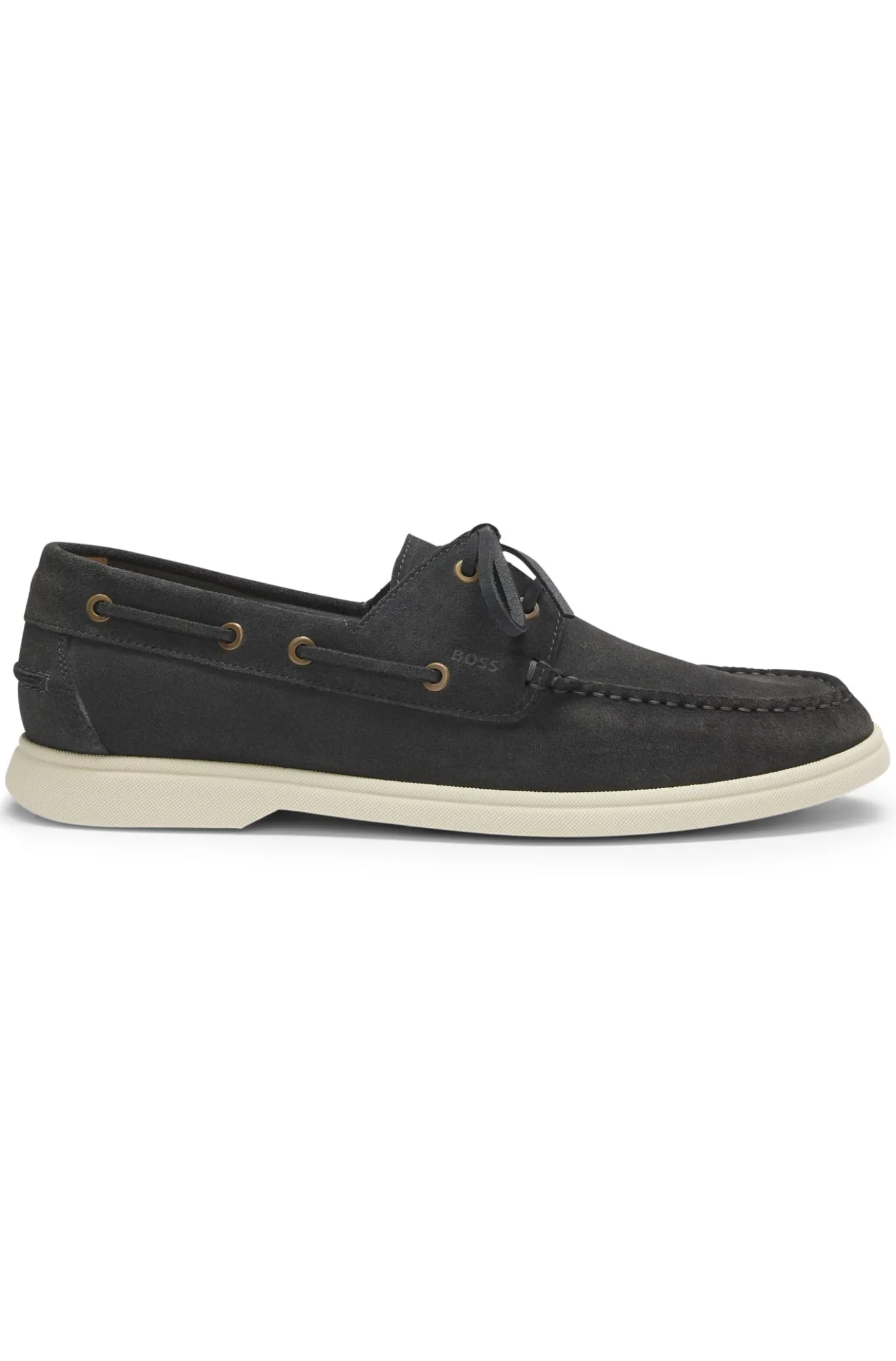 Bootschuhe aus Veloursleder mit Kontrastsohle
