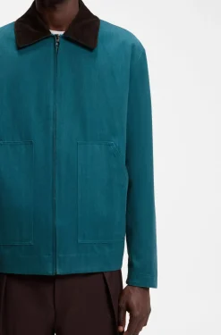 BOSS BY BECKHAM Baumwolljacke mit Kontrastkragen