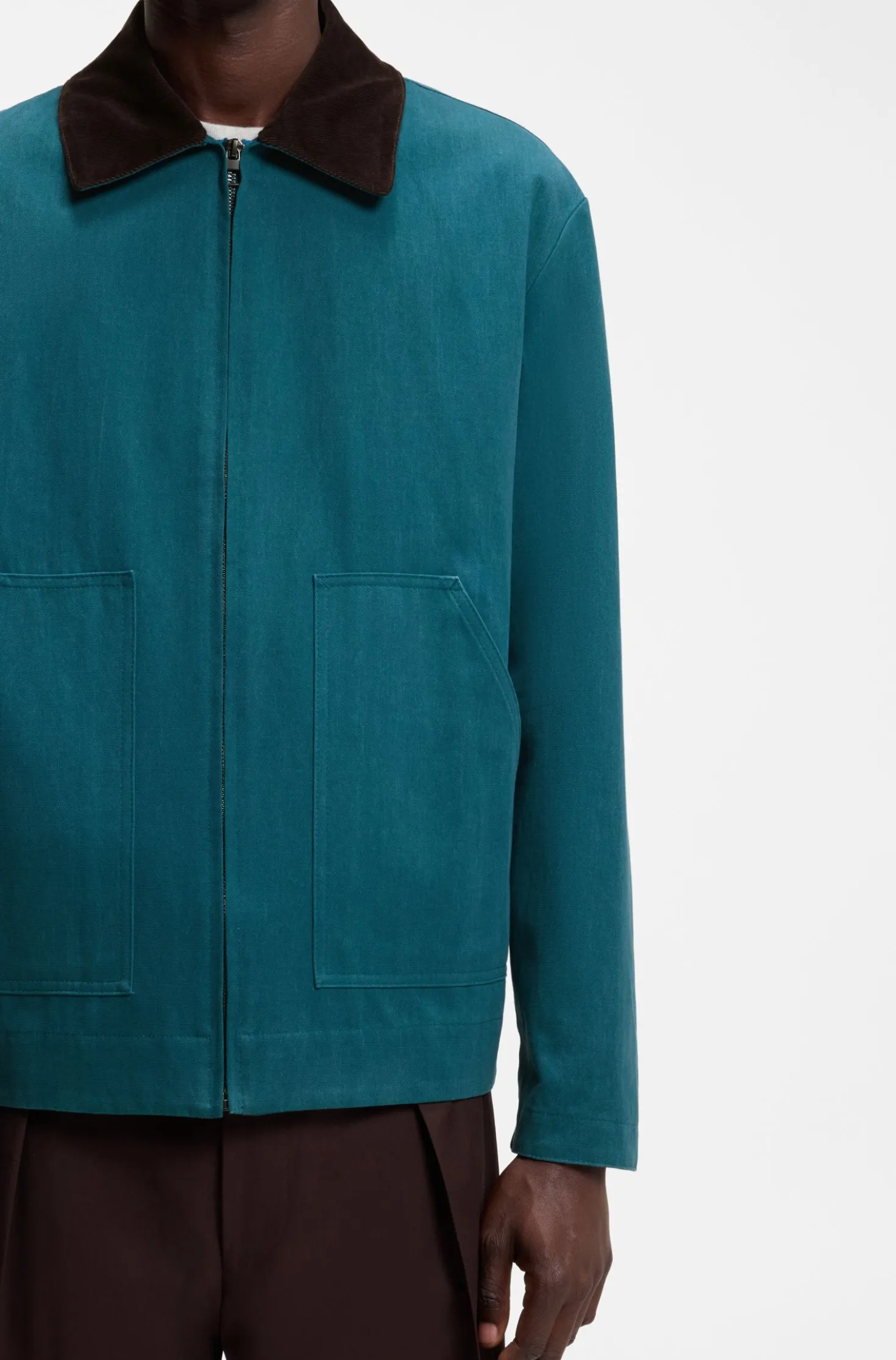 BOSS BY BECKHAM Baumwolljacke mit Kontrastkragen