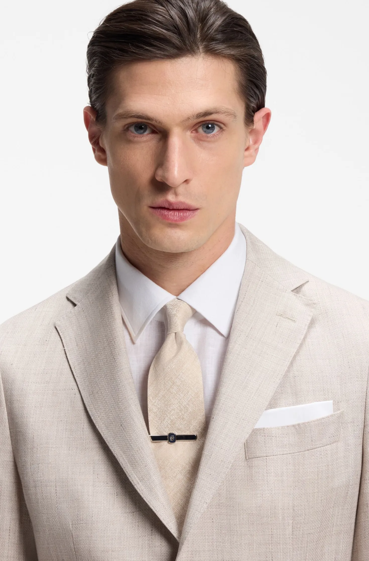 BOSS ONE Krawatte aus Leinen-Seiden-Mix mit Jacquard-Struktur