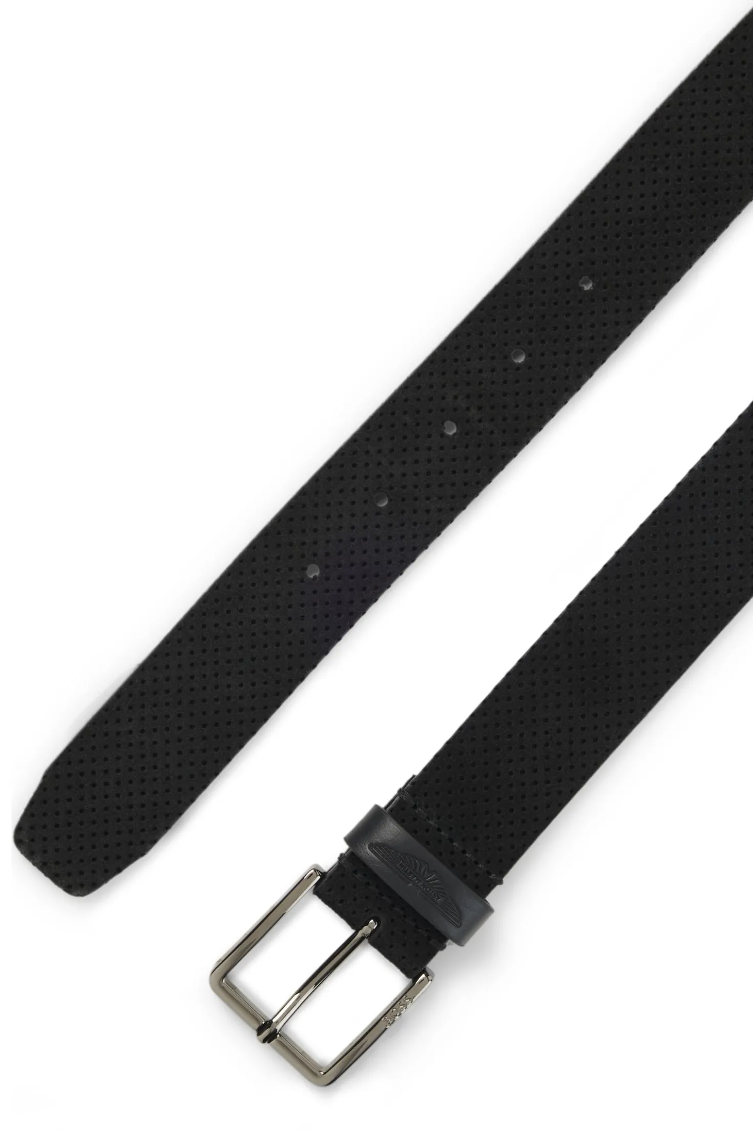 BOSS x ASTON MARTIN Gürtel aus perforiertem Veloursleder mit Logo