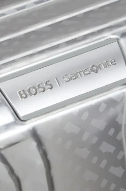 BOSS x Samsonite Koffer aus silberfarbenem Aluminium 76 cm