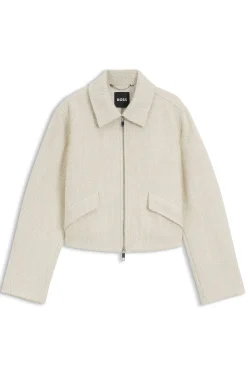 Bouclé Jacke mit Zwei-Wege-Reißverschluss