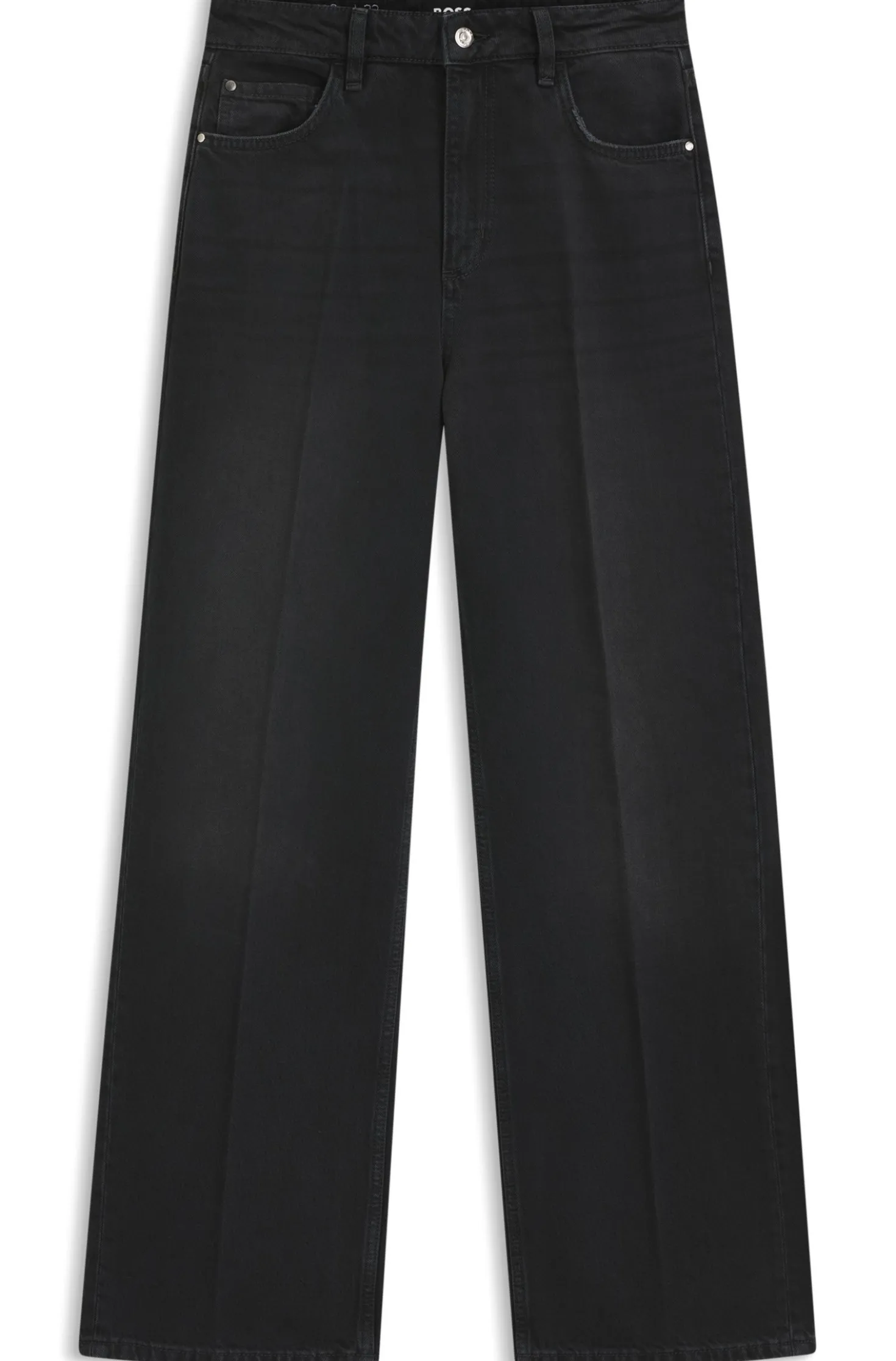 Boyfriend-Fit Jeans aus festem grauem Denim