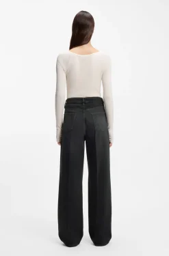 Boyfriend-Fit Jeans aus festem grauem Denim