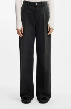 Boyfriend-Fit Jeans aus festem grauem Denim