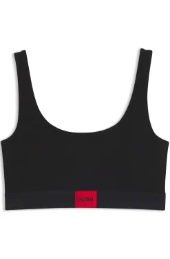 Bralette aus Stretch-Baumwolle mit rotem Logo-Label