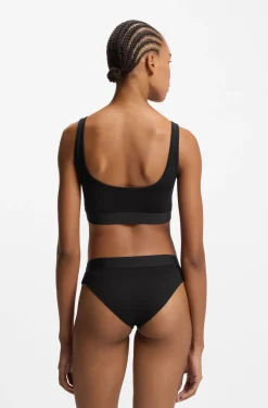Bralette aus Stretch-Baumwolle mit rotem Logo-Label