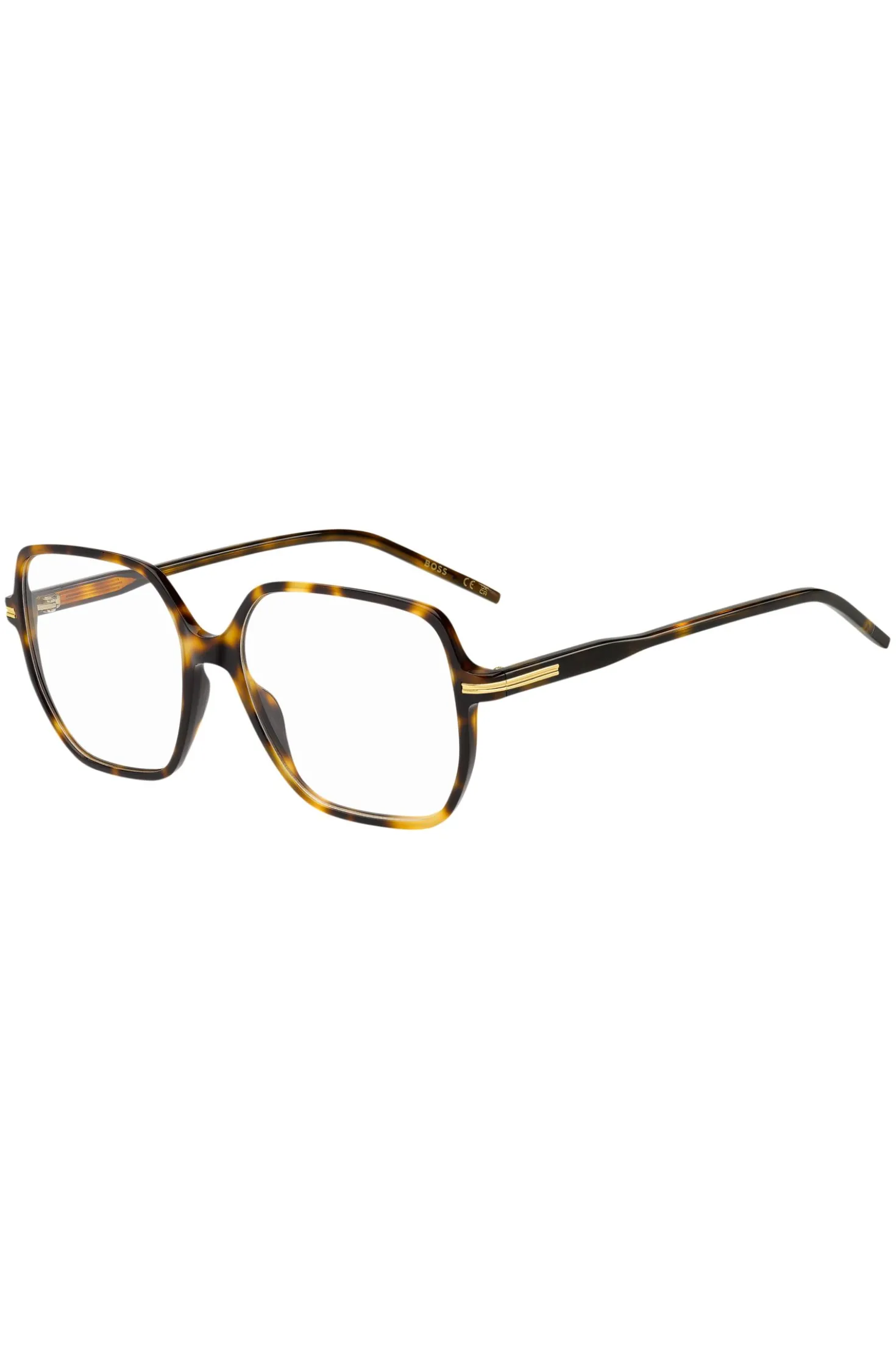Brillenfassung aus Acetat mit Havanna-Muster und roségoldfarbenem Detail