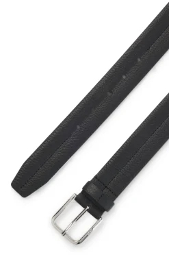 Business-Gürtel aus Leder mit polierter silberner Schließe