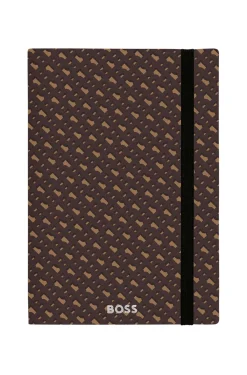 Camelfarbenes DIN-A5-Notizbuch mit Monogramm-Muster