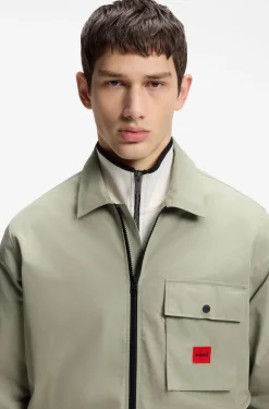 Canvas-Overshirt aus Baumwoll-Mix mit Reißverschluss und Logo-Label
