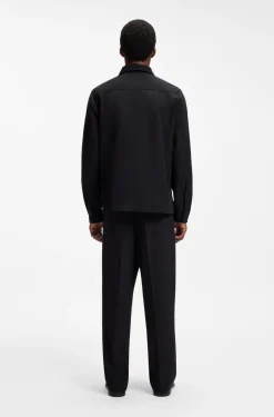 Canvas-Overshirt aus Baumwoll-Mix mit Reißverschluss und Logo-Label