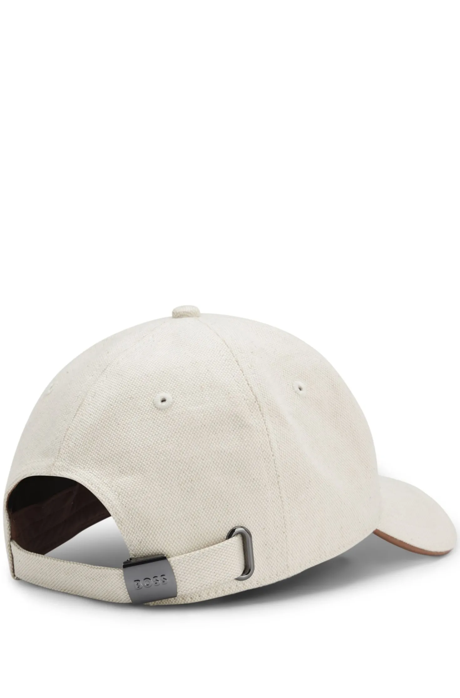 Cap aus Baumwoll-Canvas mit Lederbesatz