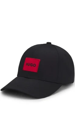 Cap aus Baumwoll-Twill mit rotem Logo-Label
