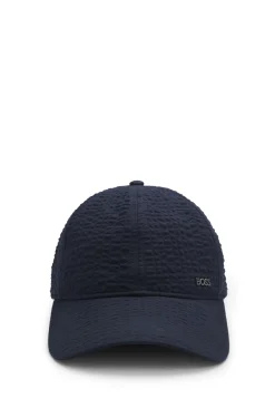 Cap aus Seersucker-Stretch-Baumwolle mit metallenen Logo-Buchstaben