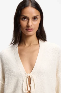 Cardigan aus Baumwoll-Mix mit Krawatten-Vorderseite