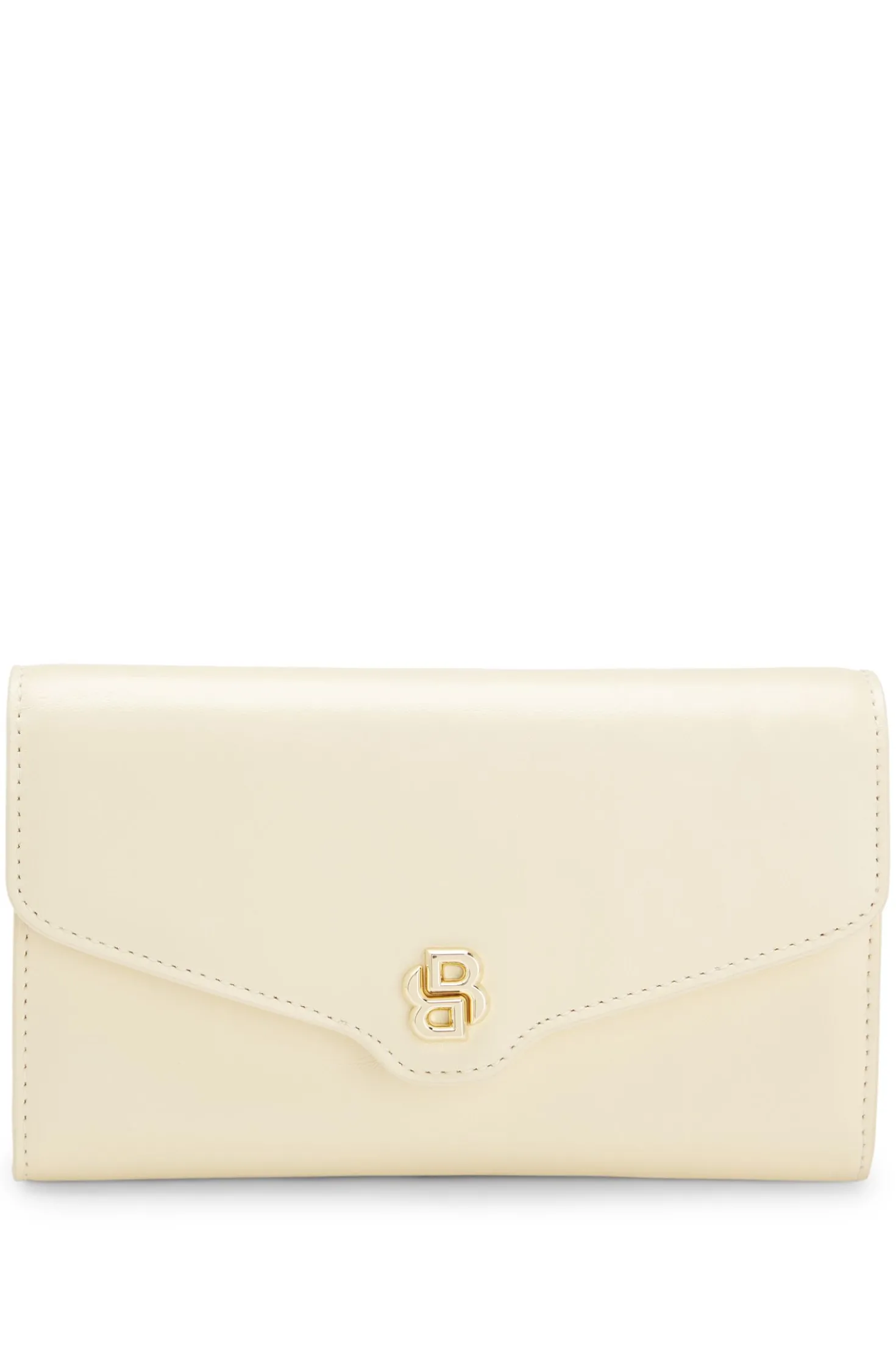 Clutch aus Leder mit Metall-Logo im Double-B-Monogramm