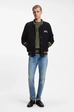 College-Jacke aus Baumwoll-Cord mit Logo-Patch