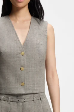 Cropped Weste aus Woll-Mix