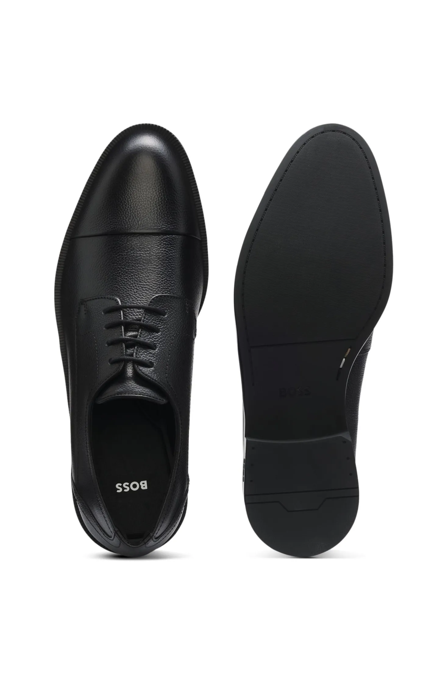 Derbys aus genarbtem Leder mit Zehenkappe