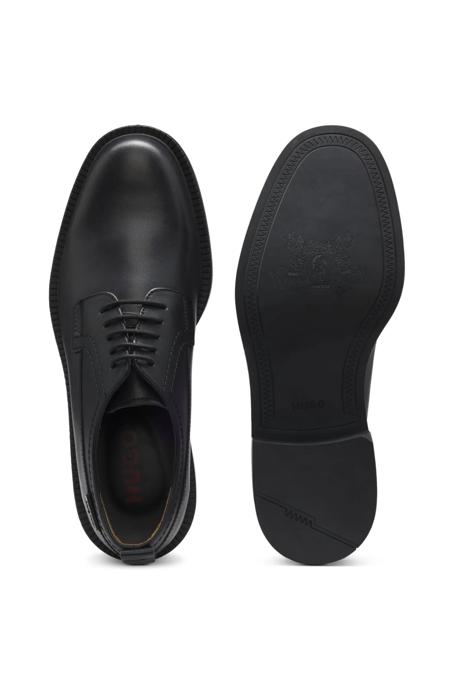 Derbys aus Leder mit Logo-Lasche