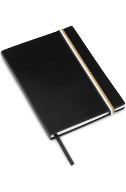 DIN-A5-Notizbuch aus schwarzem Kunstleder mit Signature-Streifen-Band