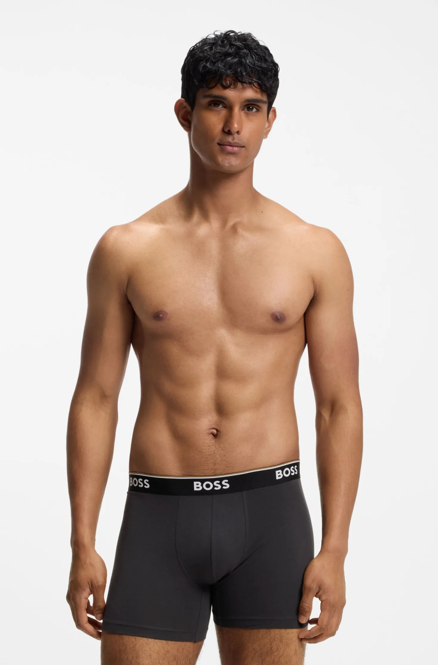 Dreierpack eng anliegende Boxershorts aus Stretch-Baumwolle mit Logo-Bund