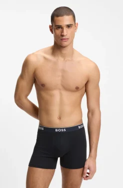 Dreierpack eng anliegende Boxershorts aus Stretch-Baumwolle mit Logos am Bund