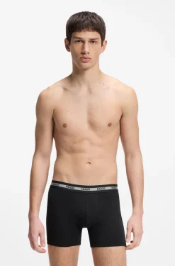 Dreierpack eng anliegende Boxershorts mit Logos am Bund