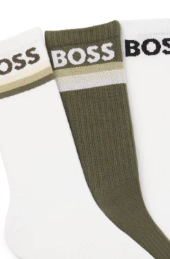 Dreierpack kurze Socken aus Bambus-Mix mit Logos