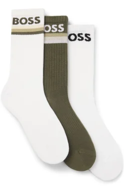 Dreierpack kurze Socken aus Bambus-Mix mit Logos