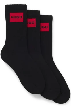 Dreierpack kurze Socken mit rotem Logo-Label