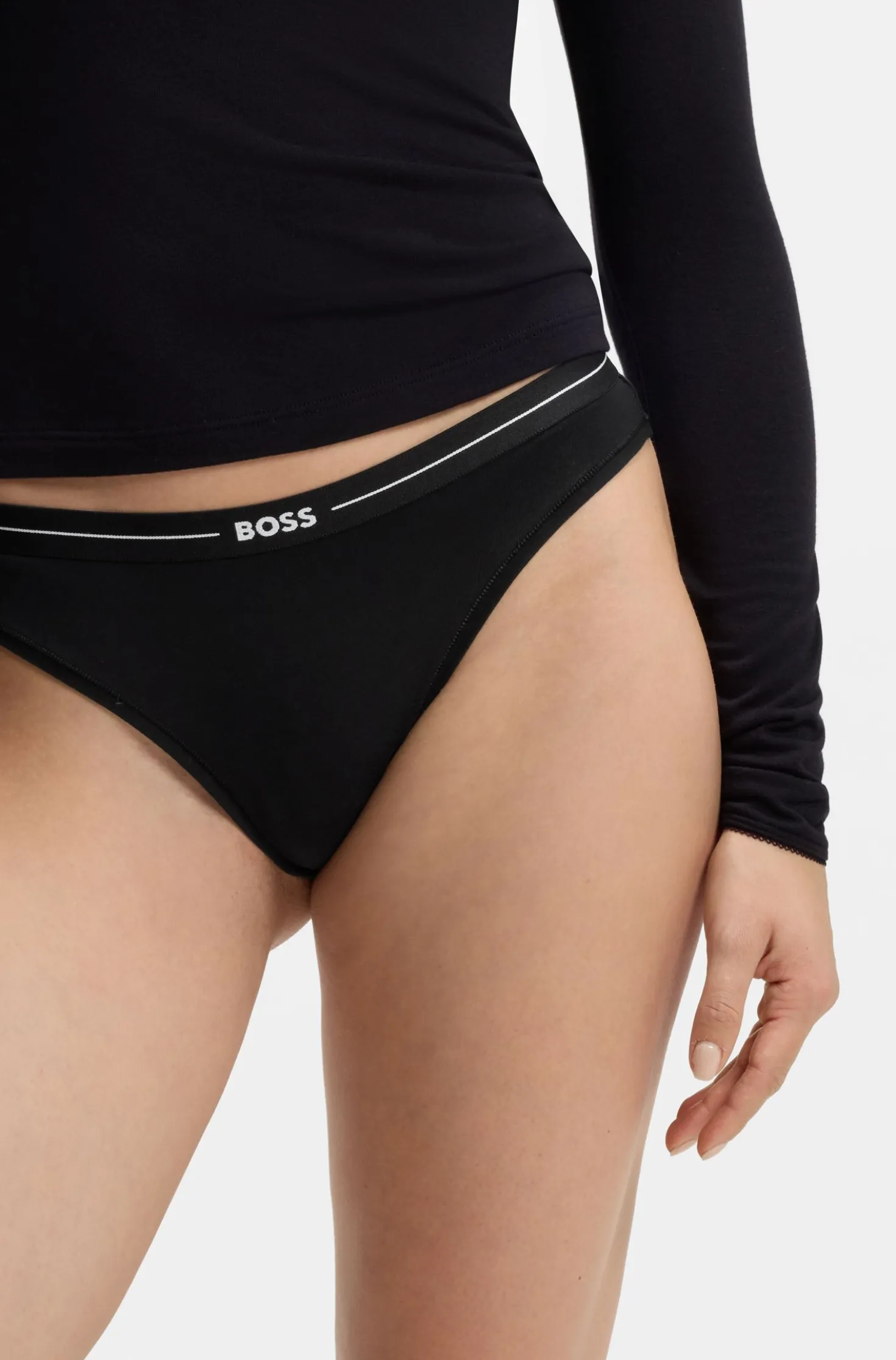 Dreierpack Slips aus Stretch-Baumwolle mit Logos am Bund