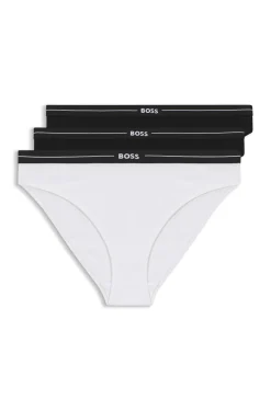 Dreierpack Slips aus Stretch-Baumwolle mit Logos am Bund