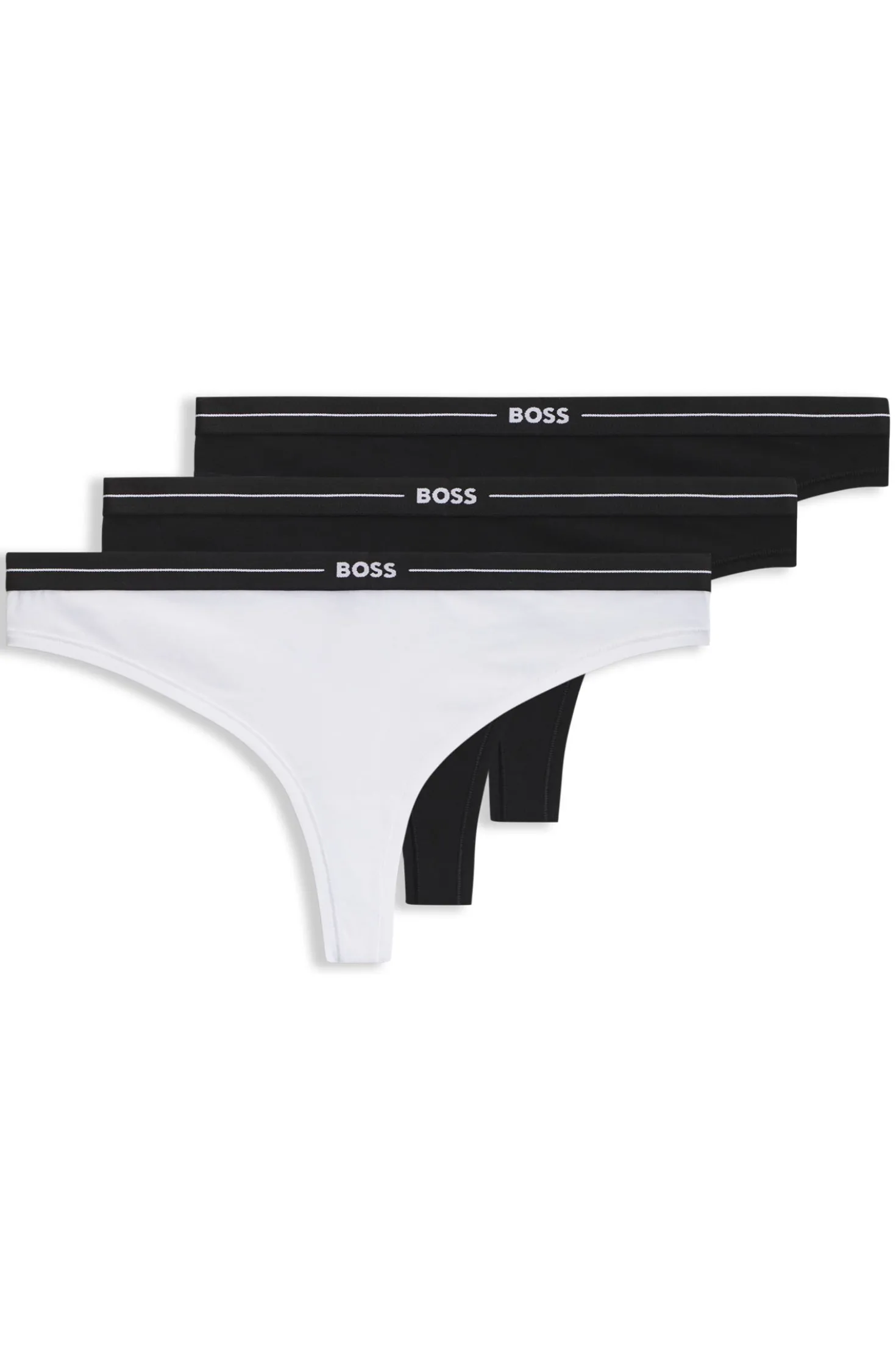 Dreierpack Strings aus Stretch-Baumwolle mit Logos am Bund