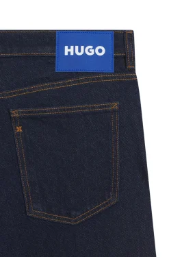Dunkelblaue Tapered-Fit Jeans aus Stretch-Denim