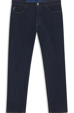 Dunkelblaue Tapered-Fit Jeans aus Stretch-Denim