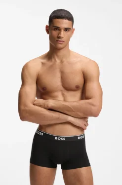 Eng anliegende Boxershorts aus Stretch-Baumwolle mit kurzem Bein und fortlaufenden Logos