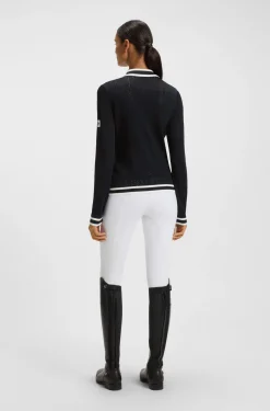 Equestrian Ajour-Strick-Poloshirt mit Logo-Patch
