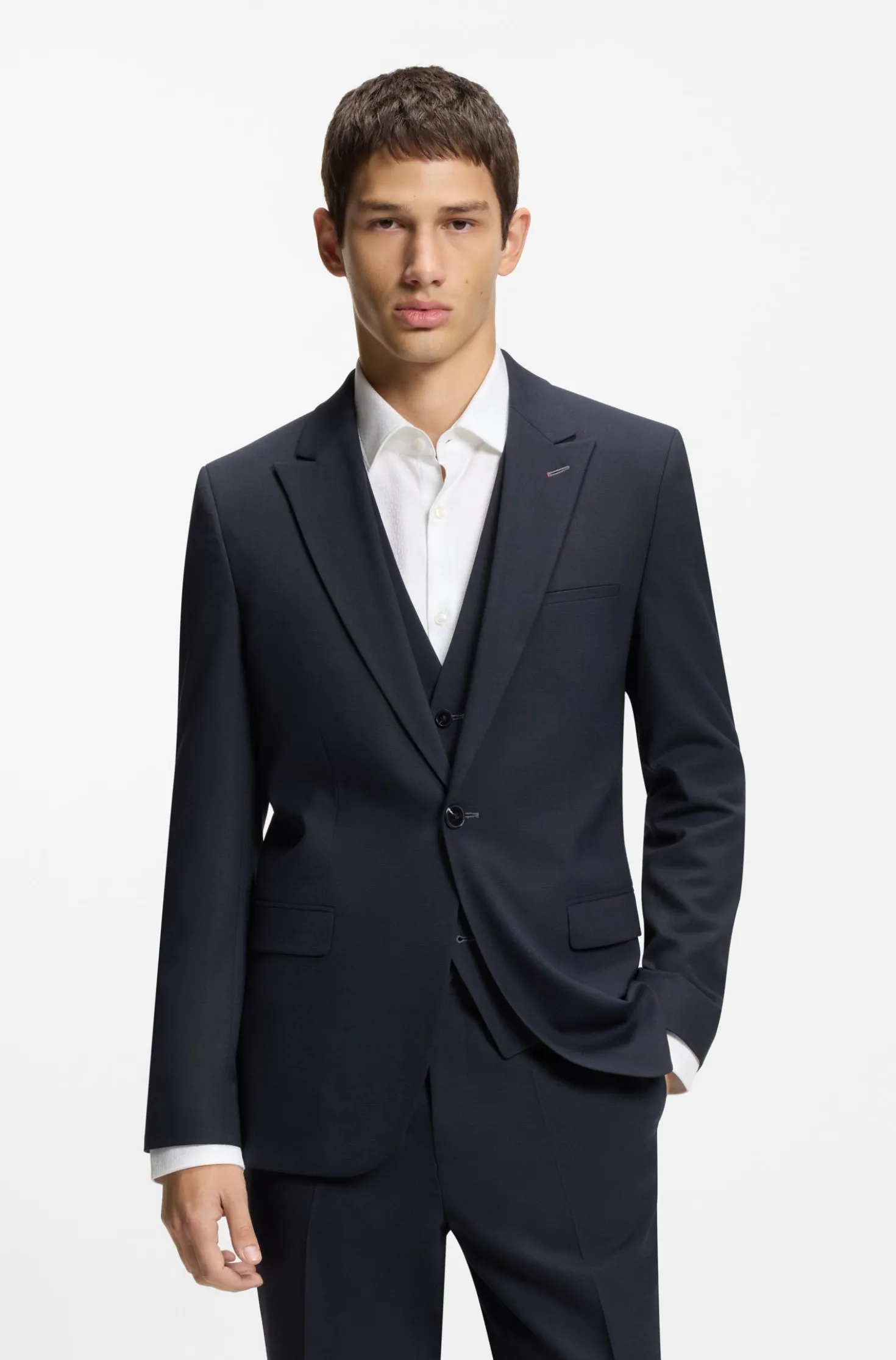 Extra Slim-Fit Dreiteiler aus strukturiertem Stretch-Gewebe
