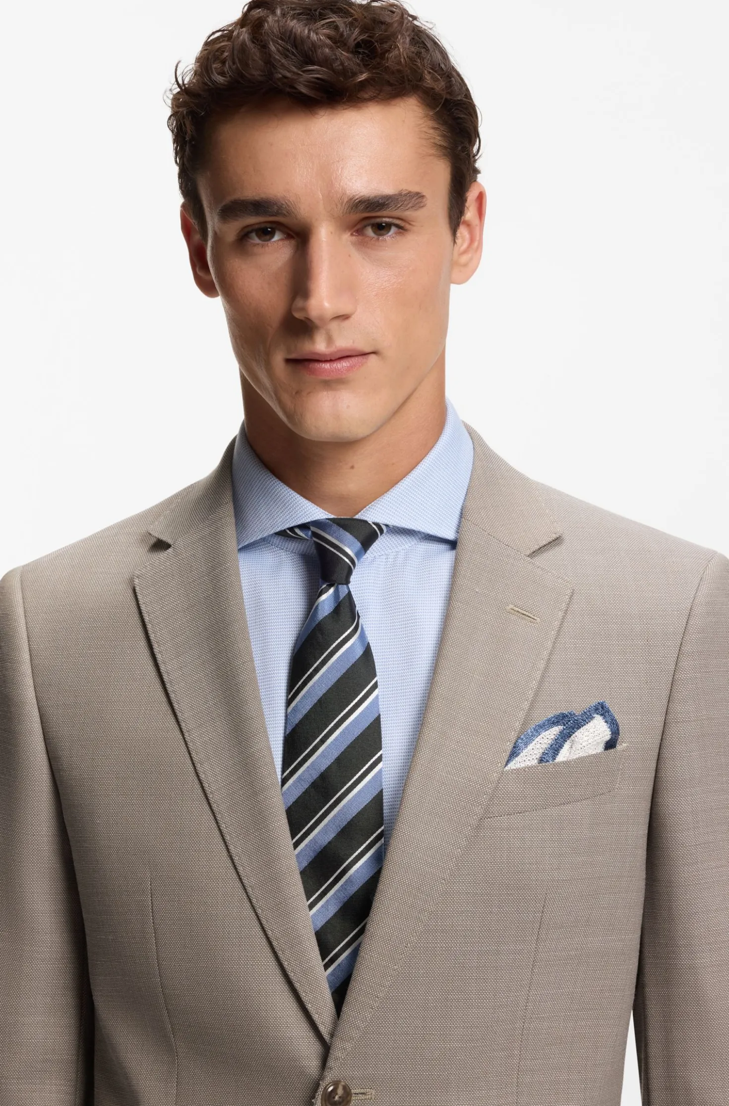 Fein gemusterter Slim-Fit Zweiteiler aus Stretch-Gewebe
