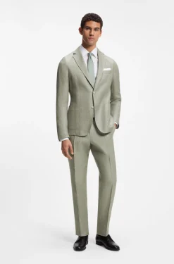 Fein gemustertes Slim-Fit Sakko aus Leinen-Mix