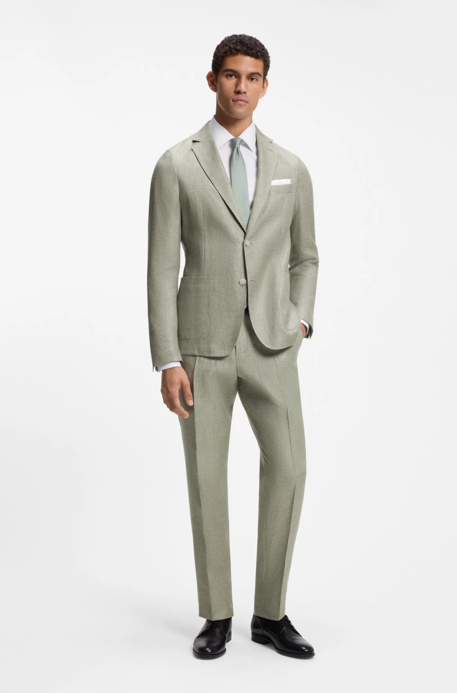 Fein gemustertes Slim-Fit Sakko aus Leinen-Mix
