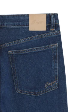 Flared-Fit Jeans aus dunkelblauem Stretch-Denim